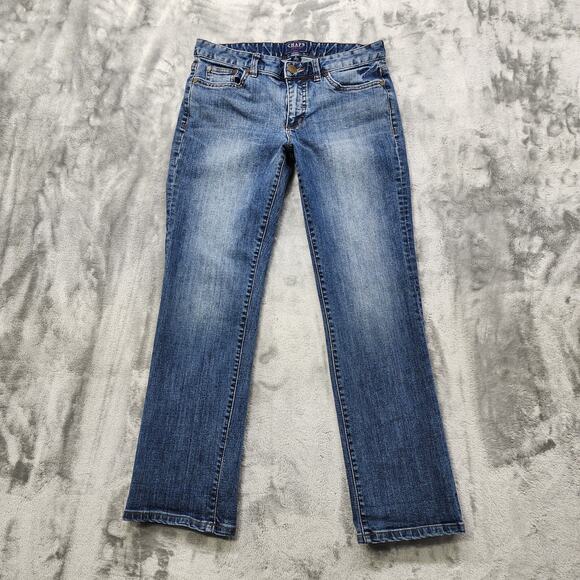Chaps Denim Jeans Women 4 Blue Madden Straight Leg Mid Rise Stretch Denim Casual - Picture 1 of 13